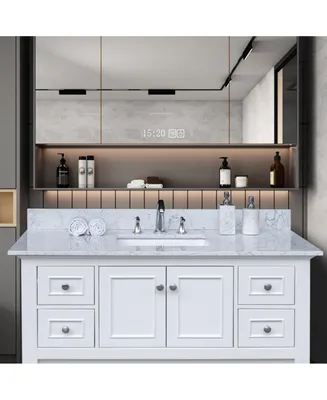 Simplie Fun X 22 Bathroom Stone Vanity Top Carrara Jade Engineered Marble With Undermount Ceramic