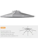 Outsunny 9.84' x 9.84' Gazebo Replacement Canopy 2 Tier Top Uv Cover Pavilion Garden Patio Outdoor Light Grey (Top Only)