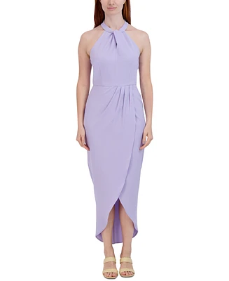 julia jordan Knot-Neck Tulip-Hem Midi Dress