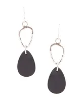 Barse Rose Sterling Silver and Genuine Onyx Drop Earrings