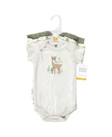 Hudson Baby Boys Unisex Cotton Bodysuits, Forest Deer 3-Pack