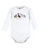 Hudson Baby Girls Cotton Long-Sleeve Bodysuits dogs -Pack