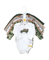 Hudson Baby Boys Cotton Long-Sleeve Bodysuits, Animal adventure 7-Pack - 7