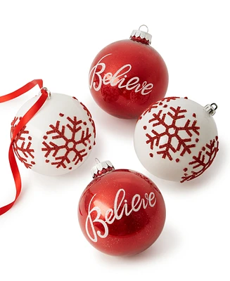 Holiday Lane Christmas Cheer Plastic Ball Ornaments, Set of 4, Created for Macy's