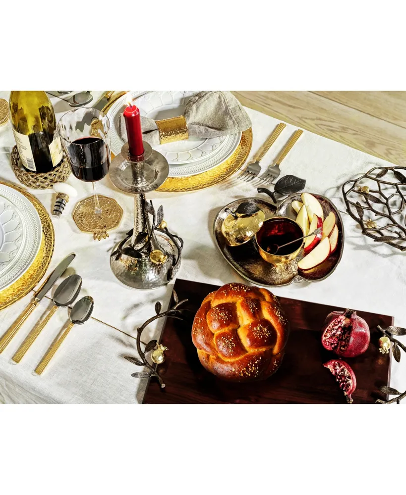 Pomegranate 2 Piece Candleholder Set - Gold