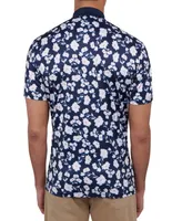 Society Of Threads Men's Slim Fit Floral Print Performance Polo Shirt