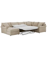 Wrenley 138" 3-Pc. Fabric Sectional Chaise Sleeper Sofa, Created for Macy's