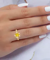 Cubic Zirconia & Hand-Painted Enamel Sun Ring