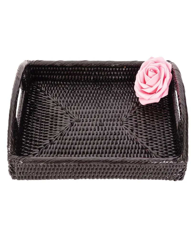 Artifacts Trading Company Rattan Rectangular Vanity Tray with High Handles