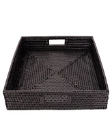 Artifacts Trading Company Rattan Square Serving Tray with Cutout Handles