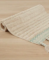 Lucky Brand Overtufted Cotton Fringe Bath Runner Rug, 20" x 68"