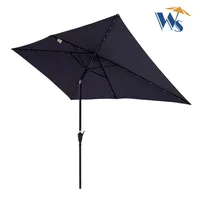 10 X 6.5FT Rectangular Patio Solar Led Lighted Outdoor Umbrellas With Crank And Push Button