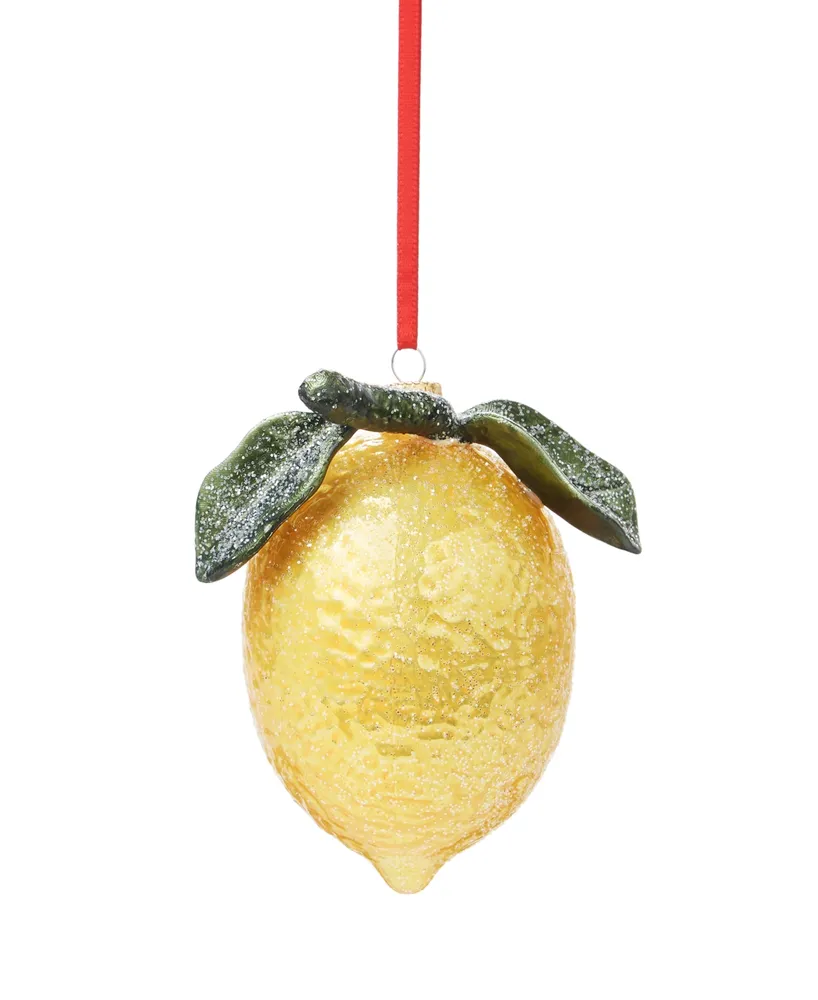 Holiday Lane Citrus Sunshine Lemon Glitter Ornament, Created for Macy's