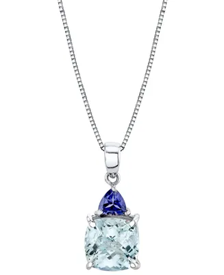 Aquamarine (3-1/2 ct. t.w.) & Iolite (3/8 ct. t.w.) 18" Pendant Necklace in Sterling Silver