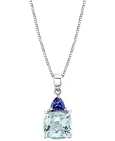 Aquamarine (3-1/2 ct. t.w.) & Iolite (3/8 ct. t.w.) 18" Pendant Necklace in Sterling Silver