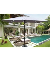 10 X 6.5FT Rectangular Patio Solar Led Lighted Outdoor Umbrellas With Crank And Push Button