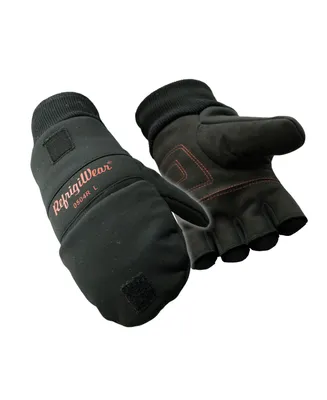 RefrigiWear Men's Fleece Lined Fiberfill Insulated Softshell Convertible Mitten Gloves