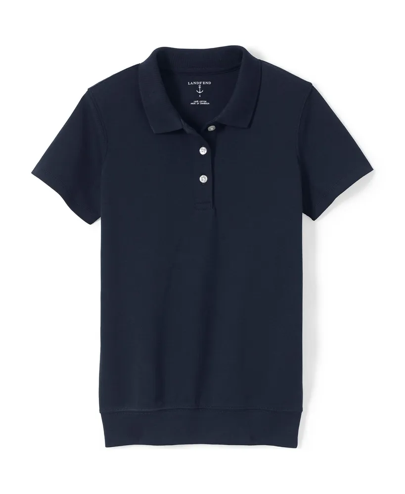 Lands' End Girls School Uniform Short Sleeve Banded Bottom Polo Shirt