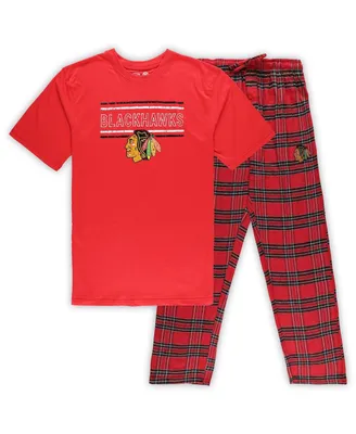 Men's Red Chicago Blackhawks Big and Tall T-shirt Pajama Pants Sleep Set