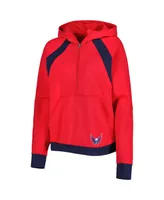 Women's Starter Red Washington Capitals Wishbone Half-Zip Hoodie