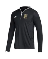 Men's adidas Black Vegas Golden Knights Team Long Sleeve Quarter-Zip Hoodie T-shirt