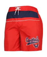 Men's Starter Red Washington Capitals Freestyle Volley Swim Shorts