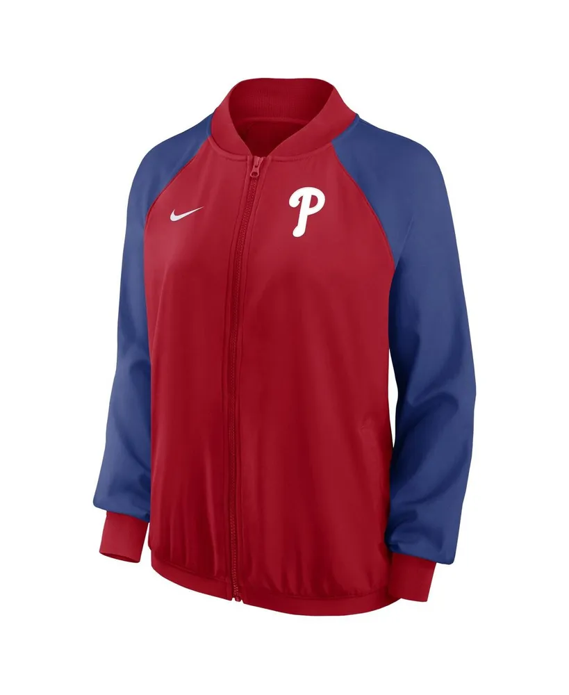 Women's Nike Red Philadelphia Phillies Authentic Collection Team Raglan Performance Full-Zip Jacket