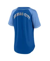 Women's Fanatics Royal Kansas City Royals Ultimate Style Raglan V-Neck T-shirt