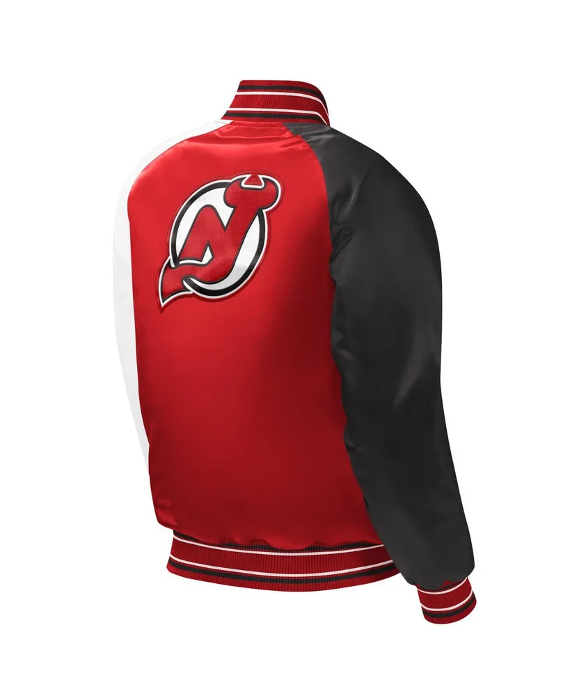 Big Boys and Girls Starter Red New Jersey Devils Raglan Full-Snap Varsity Jacket