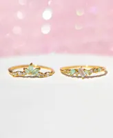 Girls Crew Crystal Mint To Be Ring Set