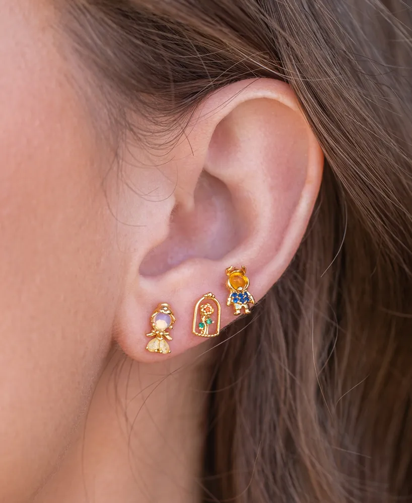 Girls Crew Crystal Multi-Color Disney Princess Beauty and the Beast Stud Earring Set