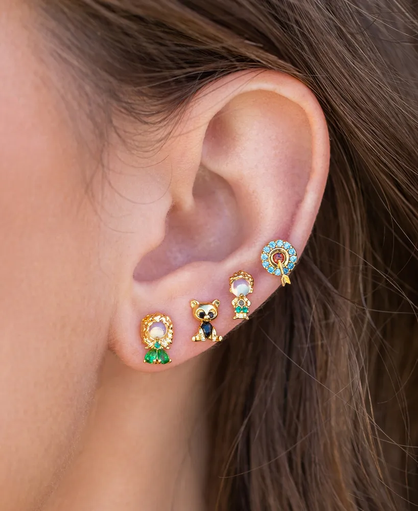 Girls Crew Crystal Multi-Color Disney Princess Brave Stud Earring Set
