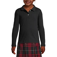 Lands' End Girls Long Sleeve Feminine Fit Interlock Polo Shirt