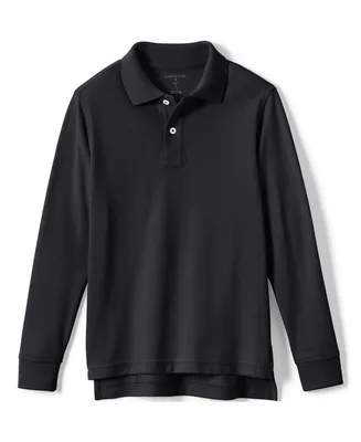 Lands' End Boys School Uniform Long Sleeve Mesh Polo Shirt