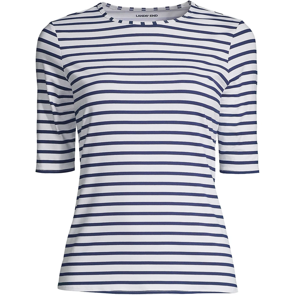 Lands' End Petite Crew Neck Guard Upf 50 Sun Protection Swim Tee