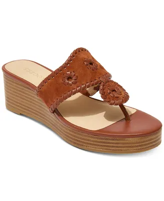 Jack Rogers Women's Jacks Whipstitch Mid Stacked Wedge Sandals
