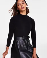 Calvin Klein Women's Faux-Leather-Skirt A-Line Dress