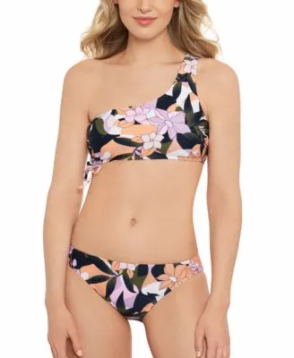 Salt Cove Juniors Floral Print One Shoulder Bikini Top Bottoms Created For Macys