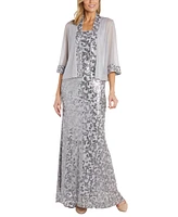 R & M Richards Women's Sequinned Long Dress and Jacket