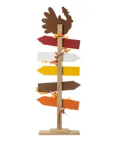 Glitzhome 42.75" H Thanksgiving Wooden Turkey Word Sign Porch Decor