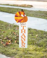 Glitzhome 36" H Thanksgiving Metal Turkey "Give Thanks" Yard Stake