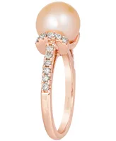 Le Vian Strawberry Pearl (9mm) & Nude Diamond (1/3 ct. t.w.) Ring in 14k Rose Gold