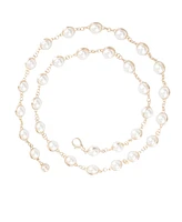Sam Edelman Women's Imitated Pearl Embellished Gold-Tone Chain Dress Belt