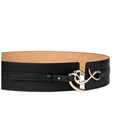 Sam Edelman Women's Corset Wide Waist Se Hook Logo Buckle Belt