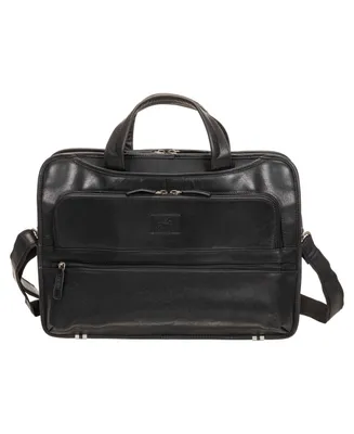 Mancini Men's Buffalo Triple Compartment Briefcase for 15.6" Laptop and Tablet