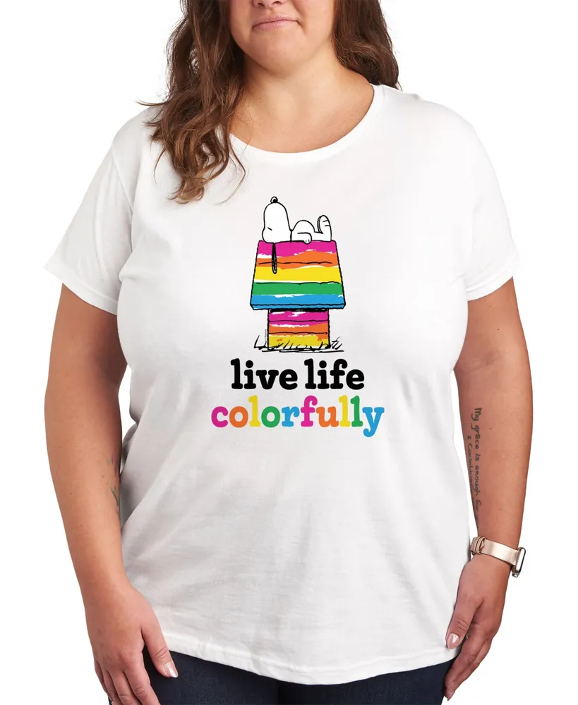Hybrid Apparel Trendy Plus Peanuts Snoopy Live Life Colorfully Pride Graphic T-shirt