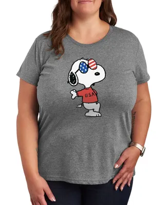 Hybrid Apparel Trendy Plus Peanuts Snoopy Joe Cool Usa Graphic T-Shirt
