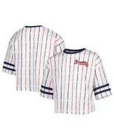 Big Girls White Atlanta Braves Ball Striped T-shirt