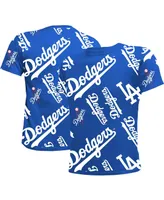 Big Boys and Girls Stitches Royal Los Angeles Dodgers Allover Team T-shirt