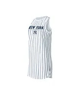 Women's Concepts Sport White New York Yankees Reel Pinstripe Knit Sleeveless Nightshirt